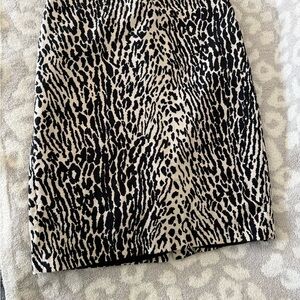 Talbots Animal Print Pencil Skirt - Black & Cream